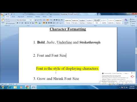 Character Formatting in MS-Word
