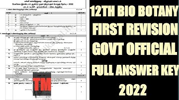 12TH BIO BOTANY FIRST REVISION TEST GOVT OFFICIAL FULL ANSWER KEY 2022 💯 TAMIL MEDIUM
