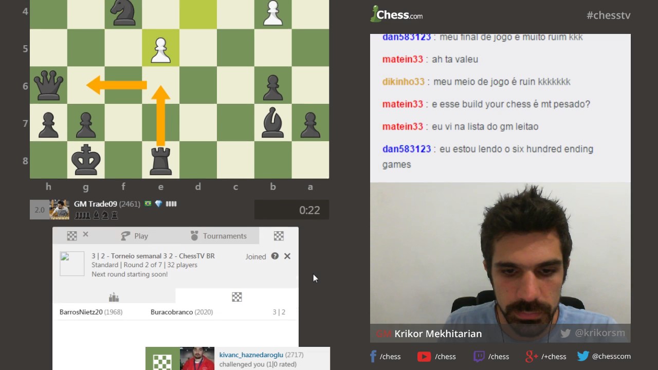 ChessTV BR - Desafio com o GM Krikor Mekhitarian 21/03/2017 