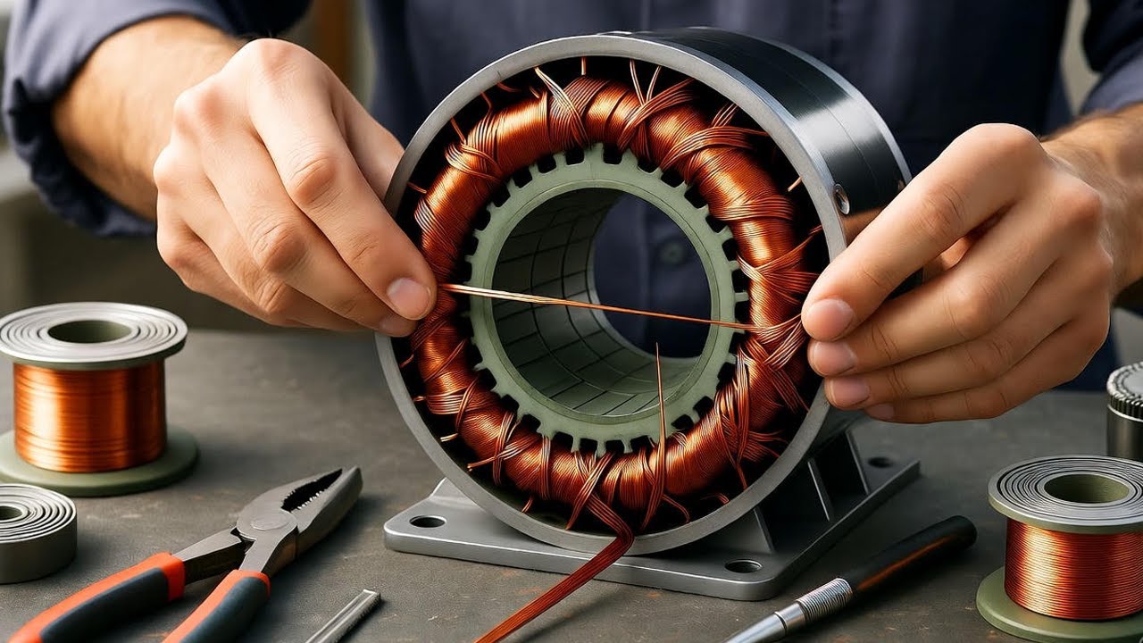 لف موتور 12 مجرى واحد فاز 2 قطب