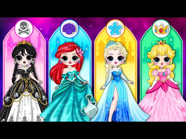 If Elsa, Ariel, Wednesday u0026 Peach Become Disney Princesses | 30 DIY Arts u0026 Paper Crafts class=