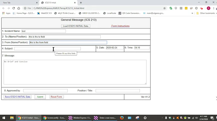 3. How to send an ICS Form 213 using Winlink Express software