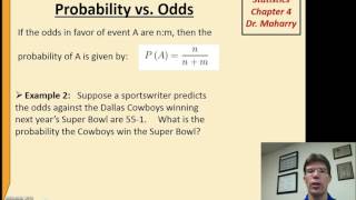 Math1313 chapter 4 odds & prob