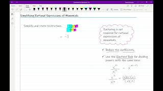 Simplifying Rational Expressions of Monomials