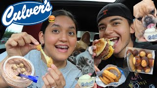 FIRST Time Trying CULVER'S! (Mukbang/Food Review) + Puppies !