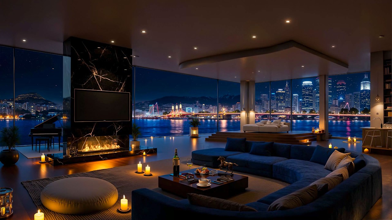 Smooth Piano Jazz Music for Study🌃 4K Luxury Apartment Ambience in Chicago Skyline