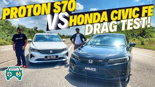 DRAG TEST! PROTON S70 VS HONDA CIVIC FE RS! Mana Yang Terrrpalinggg Powerrrr!!