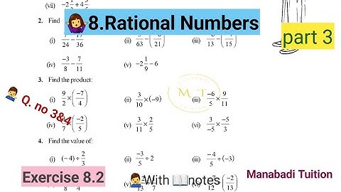 7th class maths|Chapter 8|🤷‍♀️Rational Numbers|💁‍♀️Exercise 8.2| Q no 3&4 |part 3|with notes|