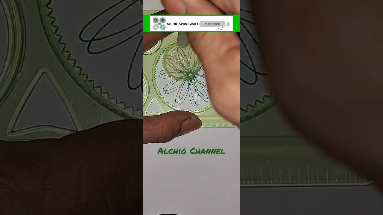 dark green & orange spirograph 