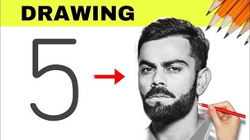 5 turns into Virat Kohli Drawing || Virat Kohli RCB IPL drawing #rcb #ipl #drawing