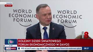 Prezydent Andrzej Duda w Davos: Musimy wysyłać więcej sprzętu wojskowego Ukrainie