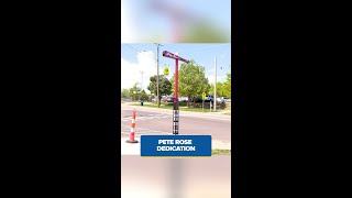 The demolition of Crosley Tower continues and a Pete Rose tribute is back in place