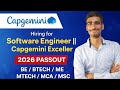 Capgemini Exceller Hiring 2026 | Software Engineer | BE BTech ME MTech MCA MSc