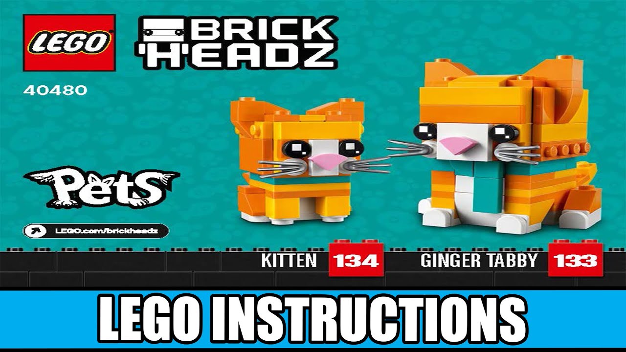 Lego Instructions | BrickHeadz | 40480 | Ginger Tabby - YouTube
