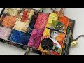 Handmade junk journal art book with tim holtz eclectic elements colorblock fabric flip through