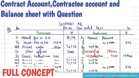 Contract Account with Balance sheet | Contract costing Practical question| Cost accounting