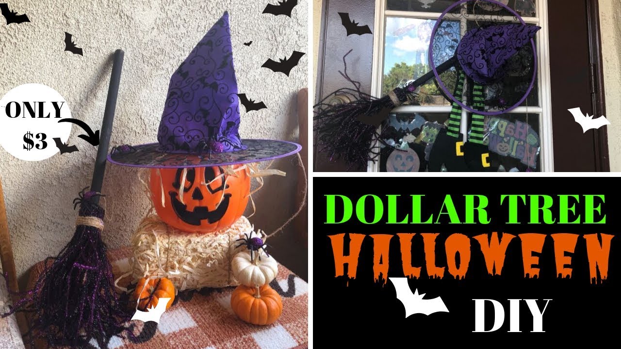 3 EASY DOLLAR TREE HALLOWEEN DIY | WITCH BROOM & HAT | BOO DIY | COLLAB ...