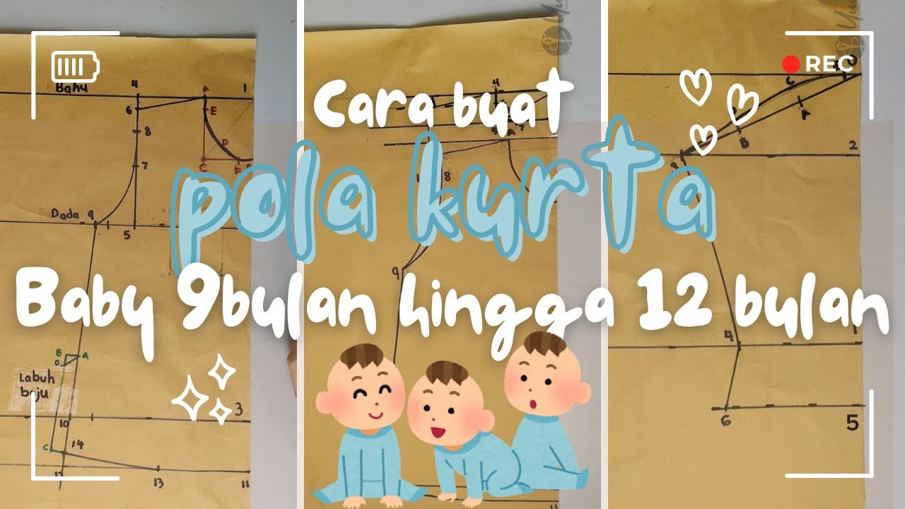 Cara buat pola kurta baby saiz 9 bulan  - 12 bulan | cara lakar pola kurta baby |