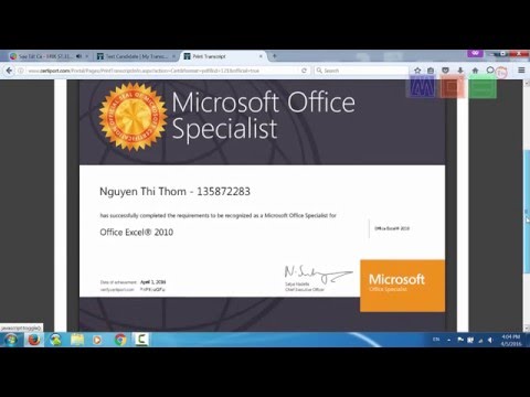 Video Hướng dẫn lấy chứng chỉ MOS bản mềm - youtube