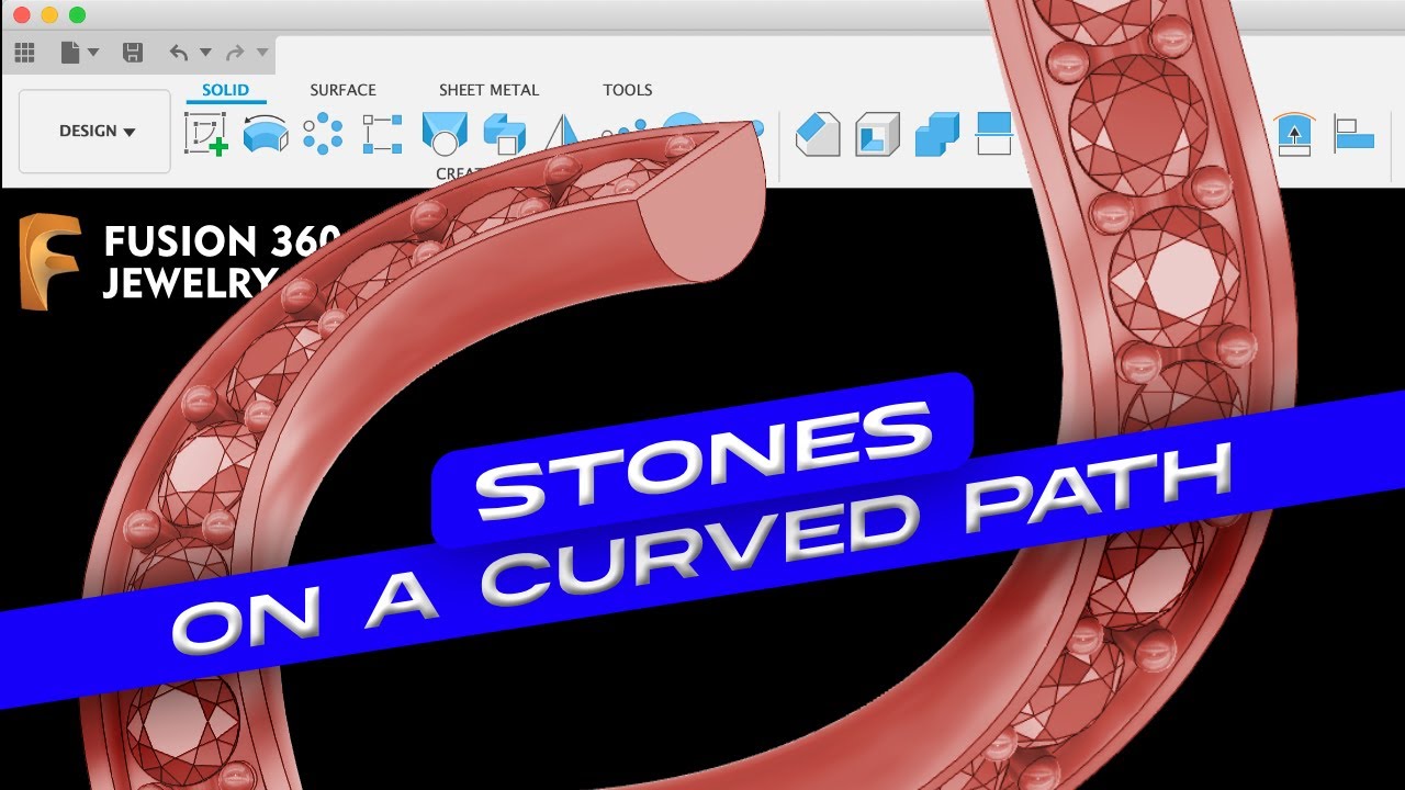 STONES ON A CURVED PATH // Fusion 360 — Jewelry design YouTube