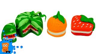 Фрукты пироженки из пластилина Плей До/Fruts cake from Play doh Spongik TV