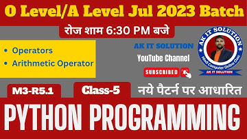 Python Class 5 || Operators || Python Operators || Arithmetic Operator | Python Arithmetic Operator