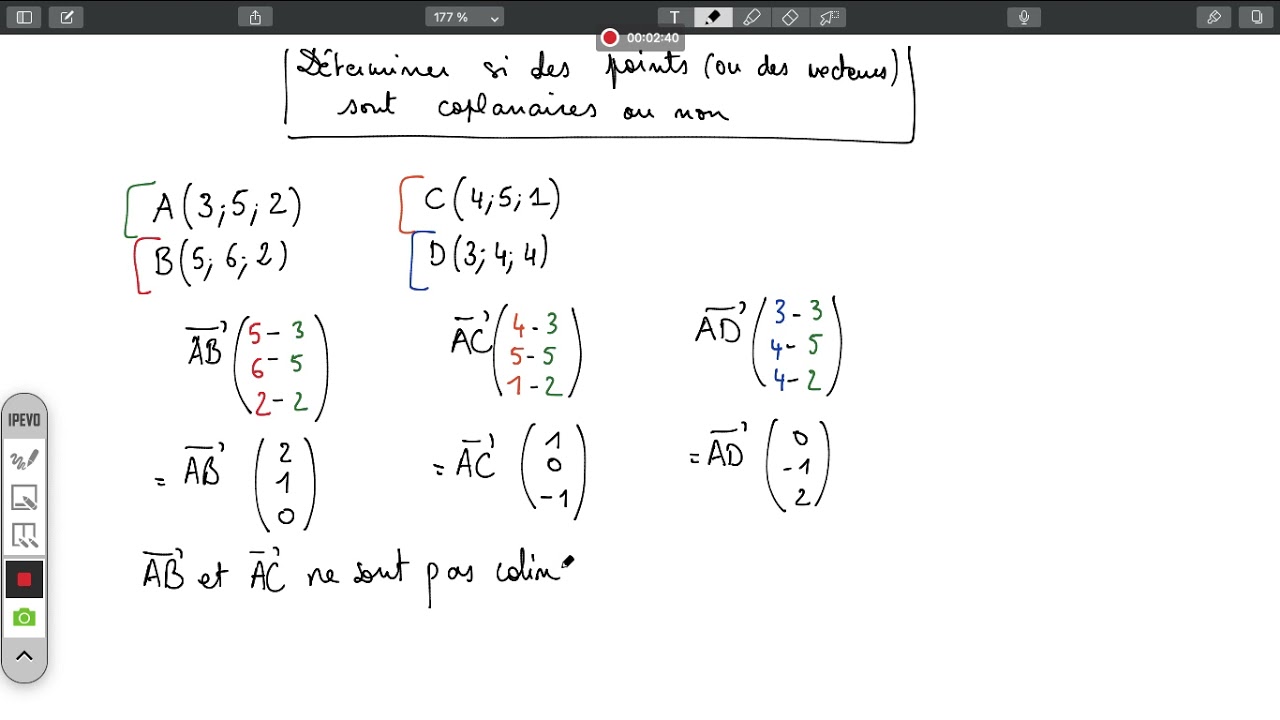 Déterminer si des points (ou des vecteurs) sont coplanaires [Terminale — free download