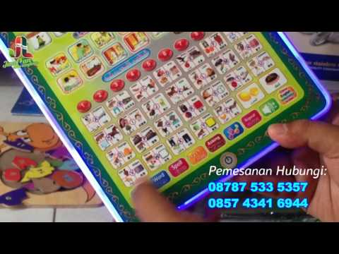 Mainan edukasi playpad ipad belajar huruf angka abjad 2 bahasa @plazaunik.id.. 