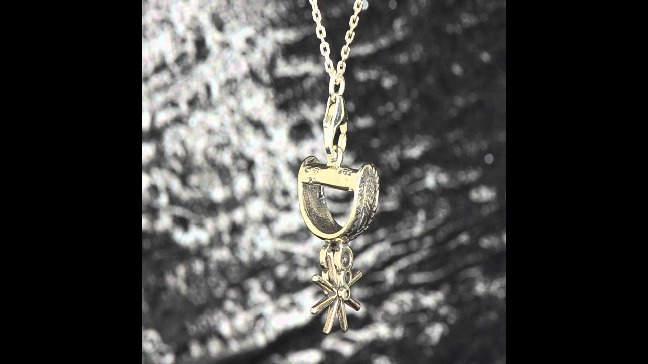 925 Sterling Silver Spur charm pendant cowboy shoe boot spin spike