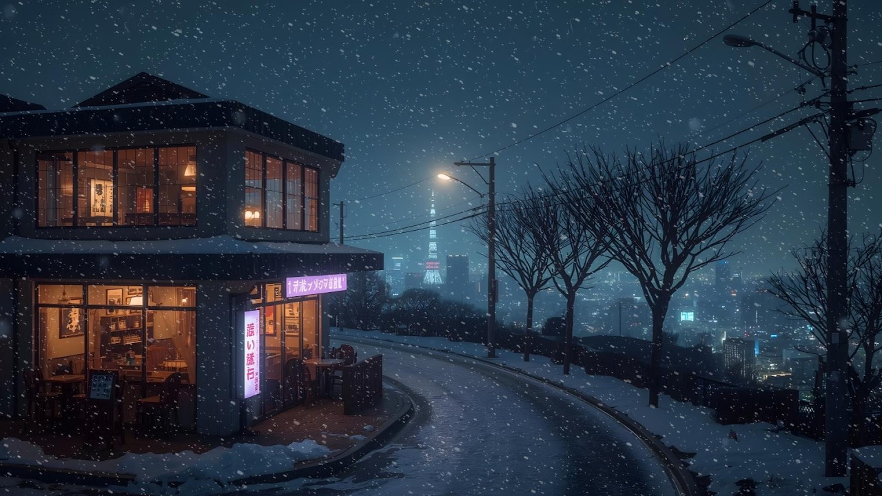 Tokyo Café at 3AM ❄️ Winter Snow & Deep Chill Ambience