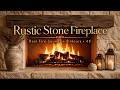 Rustic Stone Fireplace Ambience | Real Fire Sounds | 8 Hours 4K No Music
