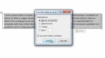 Cómo convertir tablas en texto en Word 2013