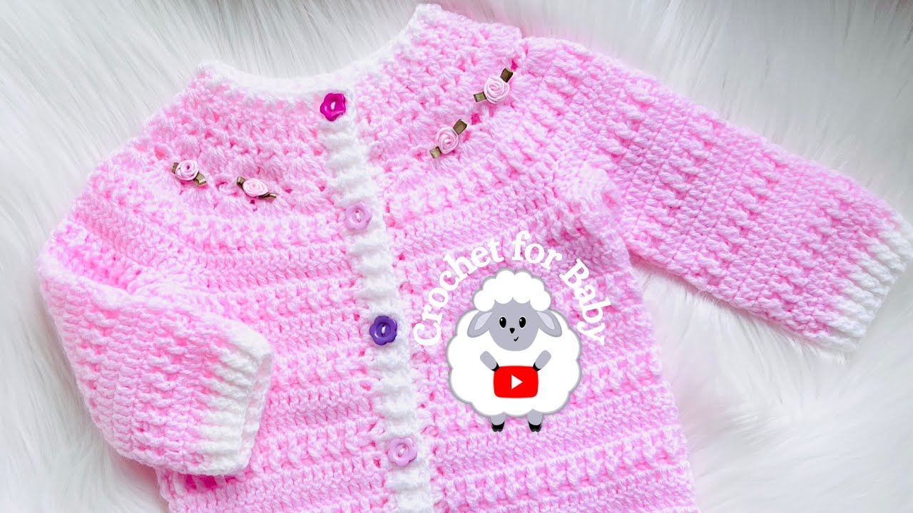Легкий узор для вязания крючком кардигана для малышей Little Rose. Подходит для начинающих. Разны...