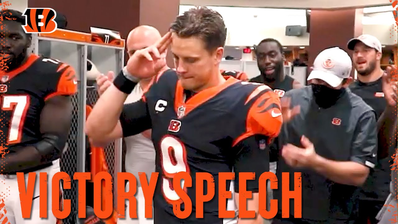 Locker Room Celebration Following Victory Over Jaguars Cincinnati