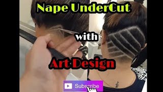 Nape Undercut With Simple Art Design Lady S Cut Youtube