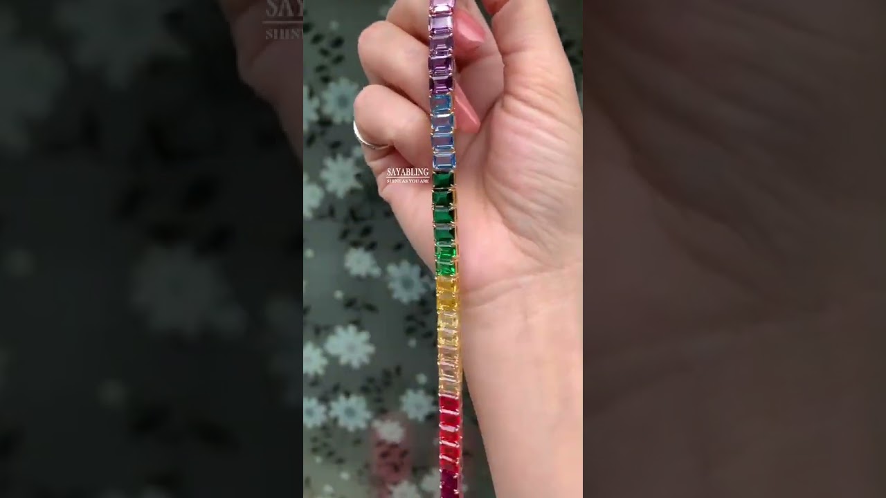 Sayabling 28ctw Classic Multicolor Sapphire Rainbow Statement Bracelet in Gold