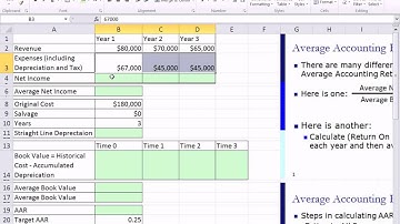 ACCTG 455: Excel Finance Class 72: Investment Criteria: Average Accounting Return