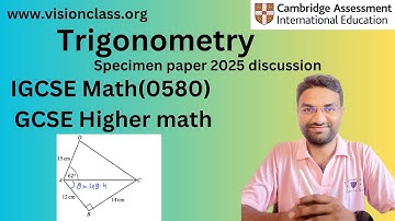 Trigonometry Cosine Rule IGCSE Math 0580 #specimenpaper2025 #igcsemath #visionigcse #extendedmath