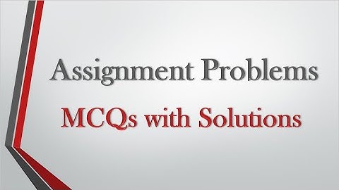 Assignment Problems | MCQs with answers | Statistics for All