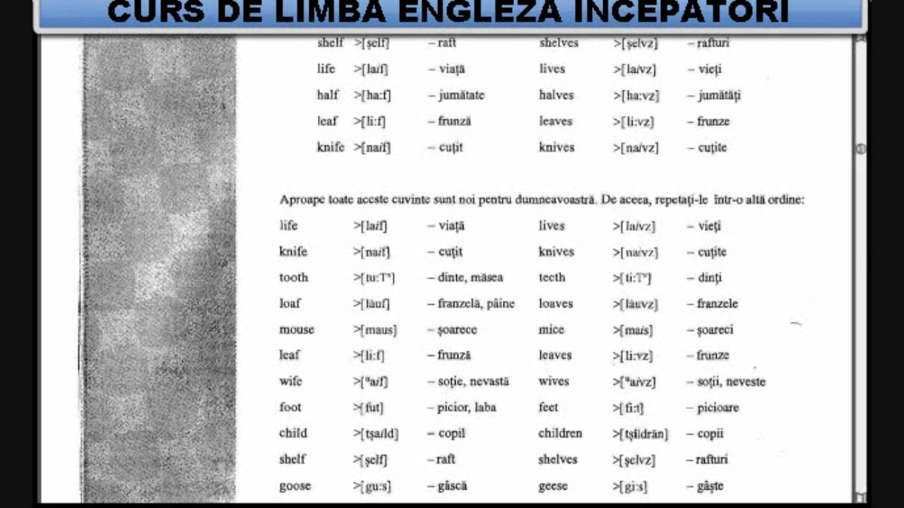 Curs De Limba Engleza Incepatori Tema Vocabular Lectia 9 Youtube