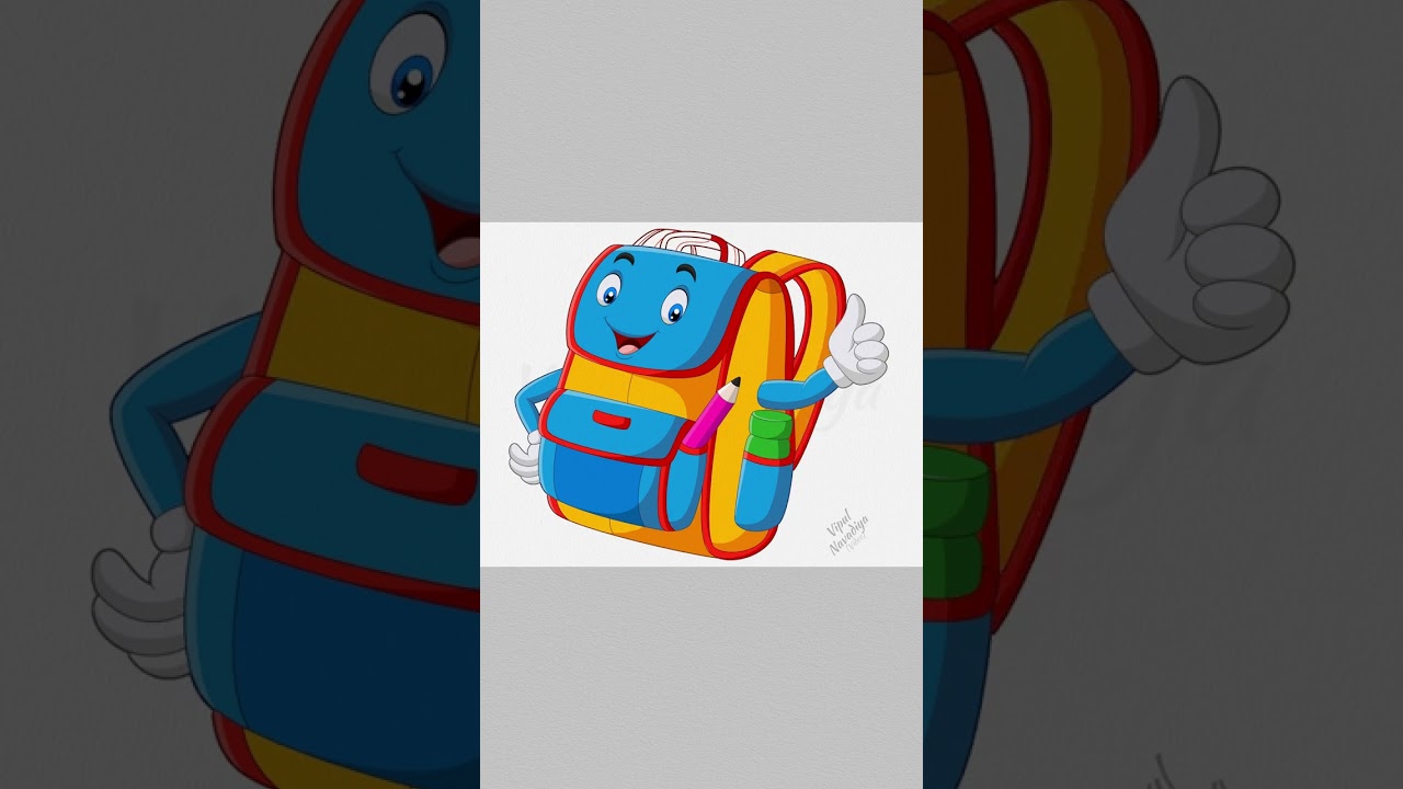 Cartoon school backpack giving thumbs up || Drawing 