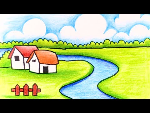 Vẽ Tranh ĐỀ TÀI : PHONG CẢNH đơn giản mà ĐẸP | how to draw beautiful  scenery with crayon | Tất tần tật các tài liệu liên quan vẽ tranh đề tài