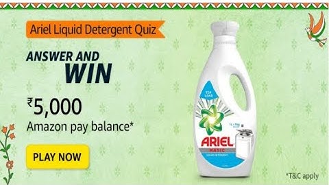 Amazon Ariel Liquid Detergent Quiz Answers Today | 3 August 2023 | @dailyquiztime #amazonfunzon