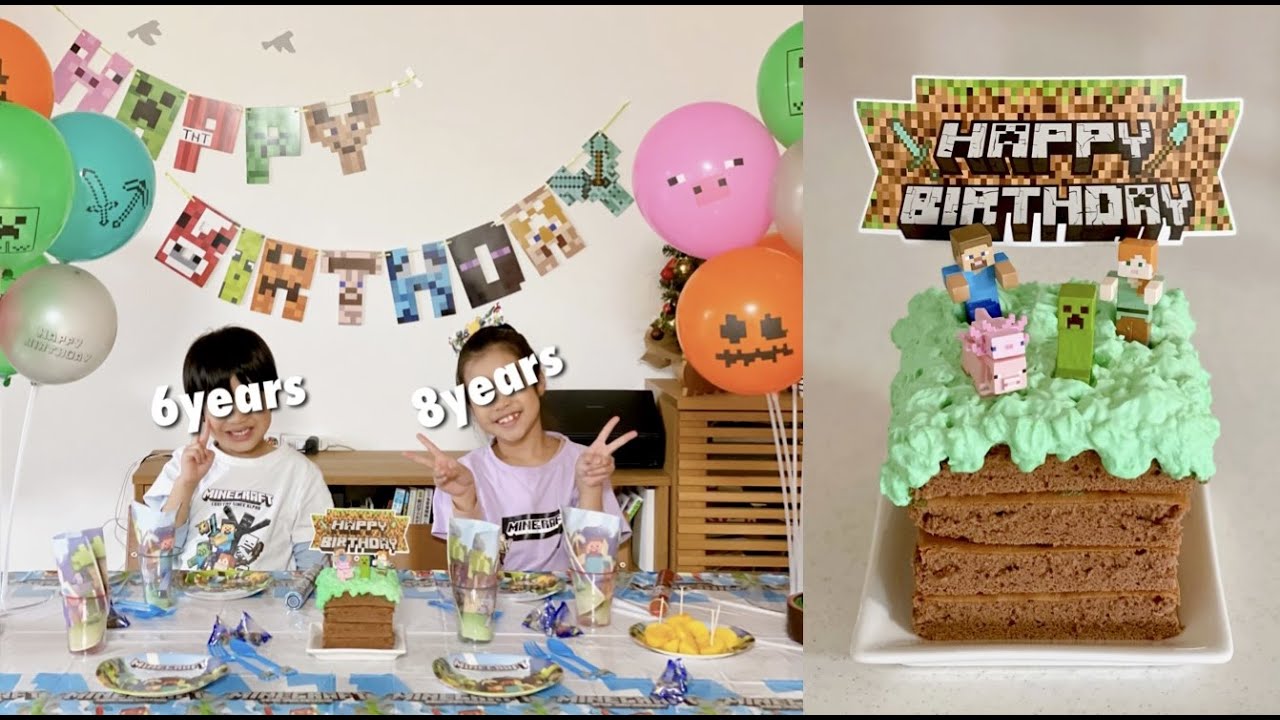 ⁣Minecraft Cake Birthday Party (8years 6years) マイクラ 誕生日ケーキ お誕生日会 🎂 Nov 20th, 2022