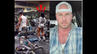 This influencer needs to be kicked OUT of that gym! Leave people alone! 🤡