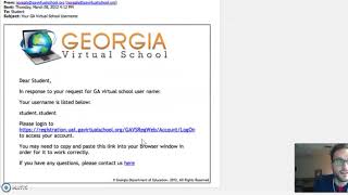 Screencast on Accessing Username and Password for Georgia Virtual School