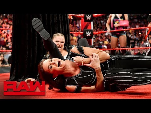 Ronda Rousey locks Stephanie McMahon in an Armbar during title presentation: Raw, Aug. 20, 2018