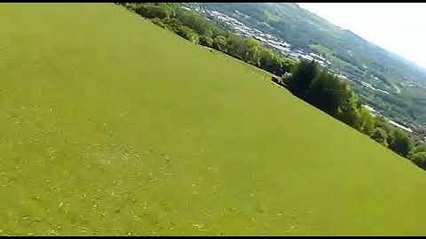 Testing Arkbird on flying wing, with crash. ( pilot error )