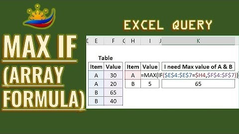 Excel Query: How to Create Max If Array Formula
