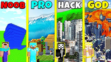 Minecraft Battle: TSUNAMI BUILD CHALLENGE - NOOB vs PRO vs HACKER vs GOD / Animation